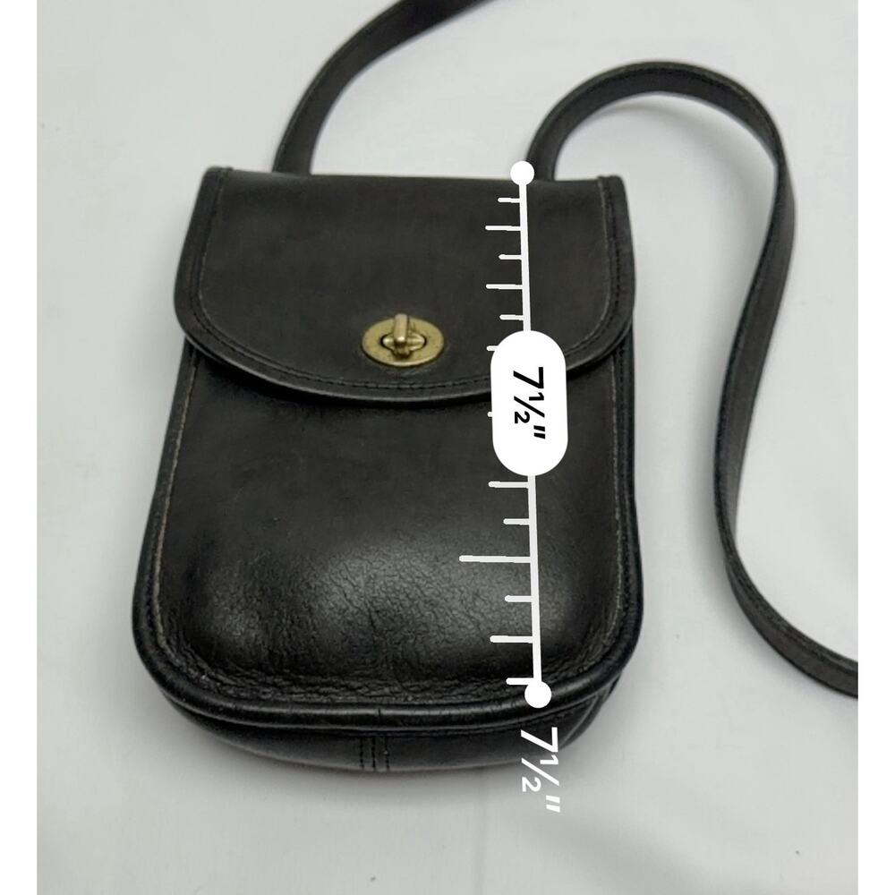 Coach Vintage Leather Crossbody Black Turnlock NYC 9378 Mini Purse Distressed - Picture 7 of 13